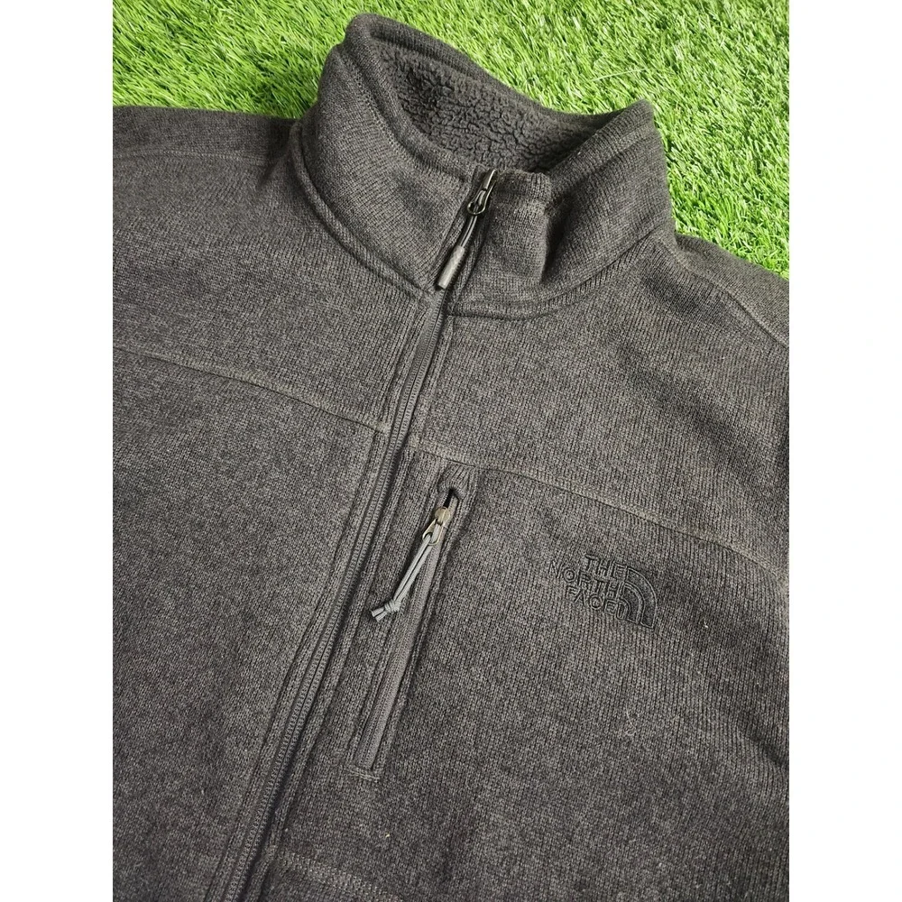 The North Face Mens Large Gray Fleece Full Zip Jacket Lined Pockets Gordon Lyons